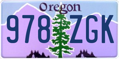 OR license plate 978ZGK