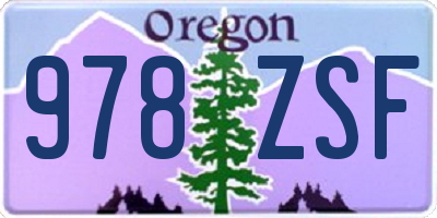 OR license plate 978ZSF