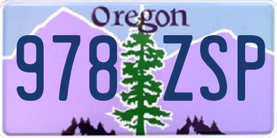 OR license plate 978ZSP