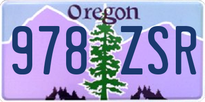 OR license plate 978ZSR