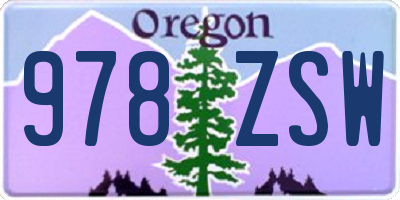 OR license plate 978ZSW