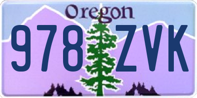 OR license plate 978ZVK