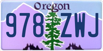 OR license plate 978ZWJ