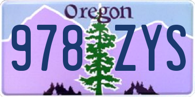 OR license plate 978ZYS