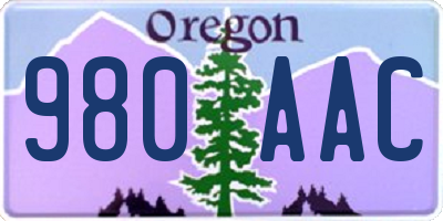 OR license plate 980AAC