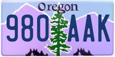 OR license plate 980AAK