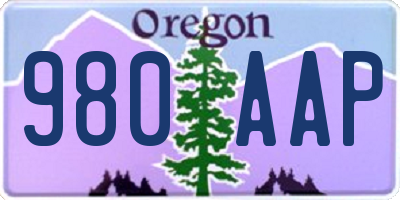 OR license plate 980AAP