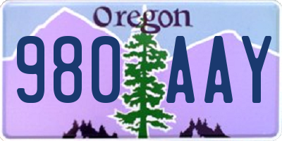 OR license plate 980AAY