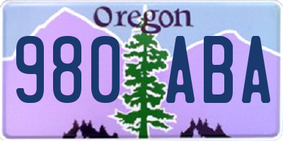 OR license plate 980ABA