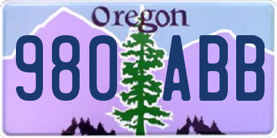 OR license plate 980ABB