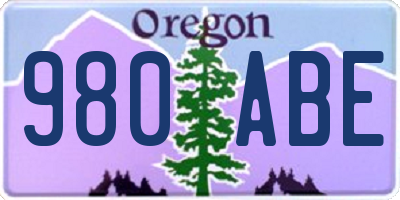 OR license plate 980ABE