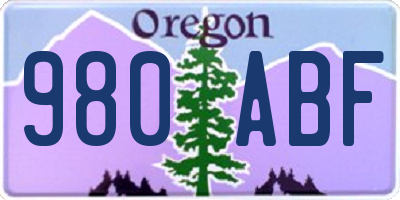 OR license plate 980ABF