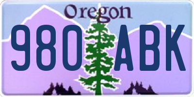 OR license plate 980ABK