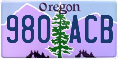 OR license plate 980ACB