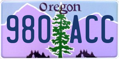 OR license plate 980ACC