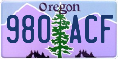 OR license plate 980ACF
