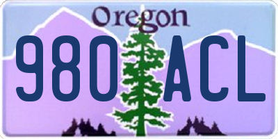 OR license plate 980ACL