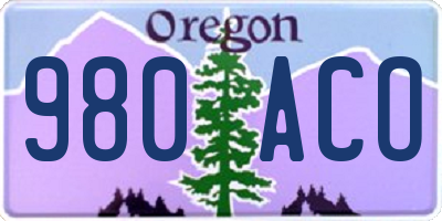 OR license plate 980ACO