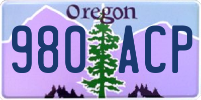 OR license plate 980ACP