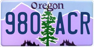 OR license plate 980ACR