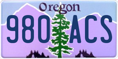 OR license plate 980ACS