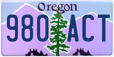 OR license plate 980ACT
