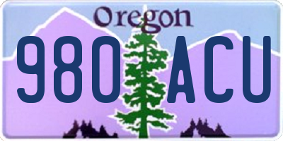 OR license plate 980ACU