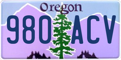 OR license plate 980ACV