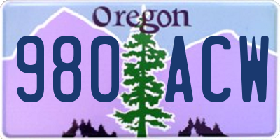 OR license plate 980ACW