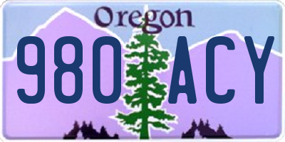 OR license plate 980ACY
