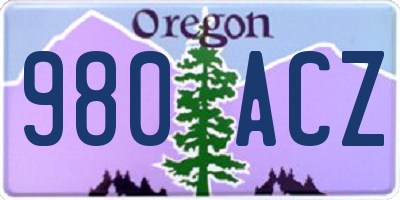 OR license plate 980ACZ