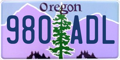 OR license plate 980ADL