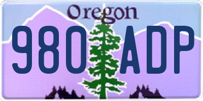 OR license plate 980ADP