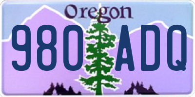 OR license plate 980ADQ