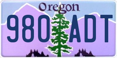 OR license plate 980ADT