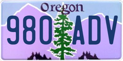 OR license plate 980ADV