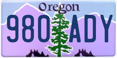 OR license plate 980ADY
