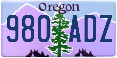 OR license plate 980ADZ