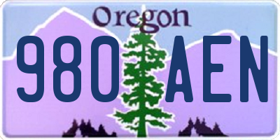 OR license plate 980AEN