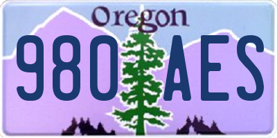OR license plate 980AES
