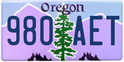 OR license plate 980AET