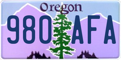 OR license plate 980AFA