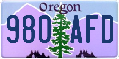 OR license plate 980AFD