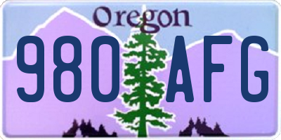 OR license plate 980AFG