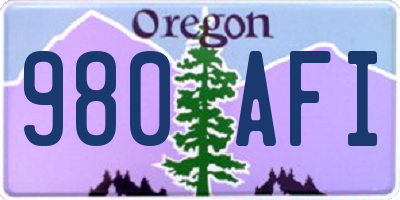 OR license plate 980AFI