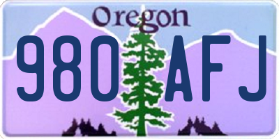 OR license plate 980AFJ