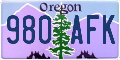 OR license plate 980AFK