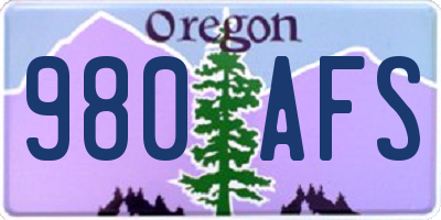 OR license plate 980AFS