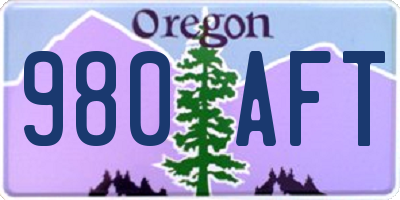 OR license plate 980AFT