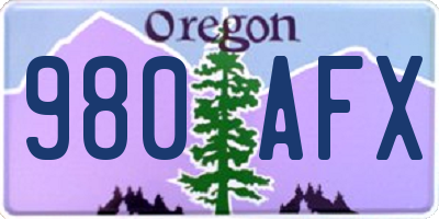 OR license plate 980AFX